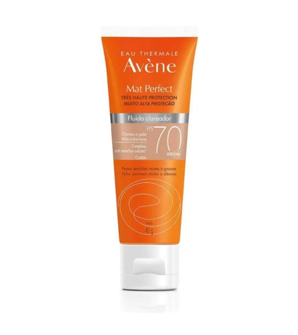 Protetor Solar Facial Fluido Clareador FPS70 Avene Mat Perfect Pele Clara 40g